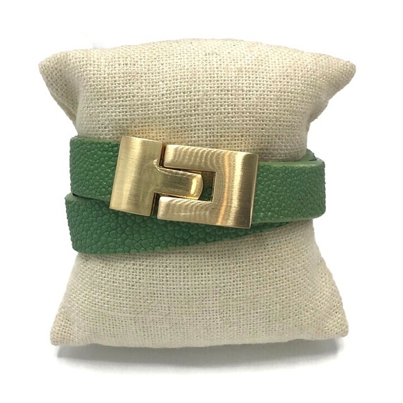 Leighelena Jewelry - Leighelena Jigsaw Stingray Leather Wrap Bracelet